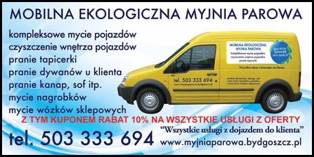 Kupon rabatowy -10% na usługi Mobilnej Ekologicznej Myjni Parowej