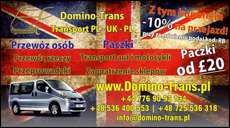 Kupon rabatowy na przejazdy do UK z Domino-Trans